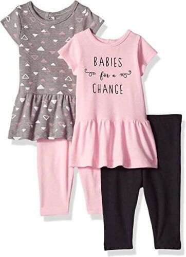 Case of (27) Hanes Ultimate Baby Flexy 2pk Short Sleeve Dresses with Leggings, 12-18M - Lot 617