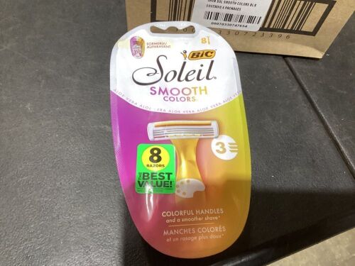 Case of (6) BiC Soleil Smooth Colors 3-Blade Disposable Razors, 8 ct  - Lot 239