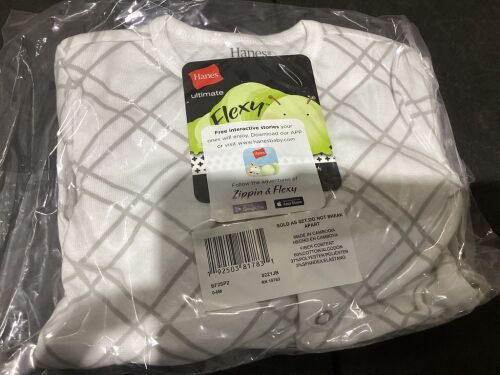 Case of (25) Hanes Ultimate Baby Flexy 2 Pack Sleep and Play Suits, 0-6M - Lot 255