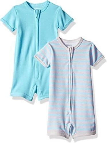 Case of (30) Hanes Ultimate Baby Zippin 2 Pack Rompers, 0-6M  - Lot 741
