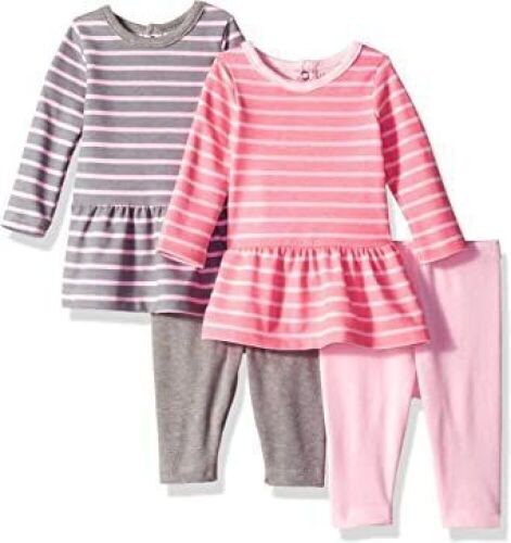 Case of (6) Hanes Ultimate Baby Flexy 2 Long Sleeve Dresses with Leggings, 6-12M  - Lot 771
