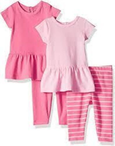 Case of (6) Hanes Ultimate Baby Flexy 2 Short Sleeve Dresses with Leggings, 0-6M - Lot 832