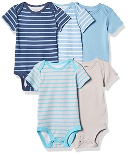 Case of (24) Hanes Ultimate Baby Flexy 5 Pack Short Sleeve Bodysuits, 12-18M   - Lot 1128