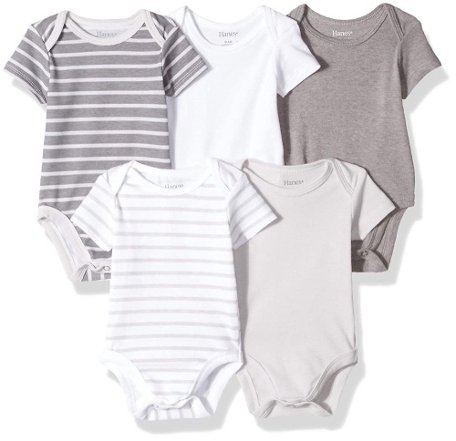 Case of (22) Hanes Ultimate Baby Flexy 5 Pack Short Sleeve Bodysuits, 18-24M  - Lot 271