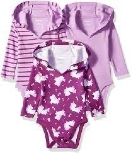 Case of (30) Hanes Ultimate Baby Flexy 3 Pack Hoodie Bodysuits, 6-12M  - Lot 1138