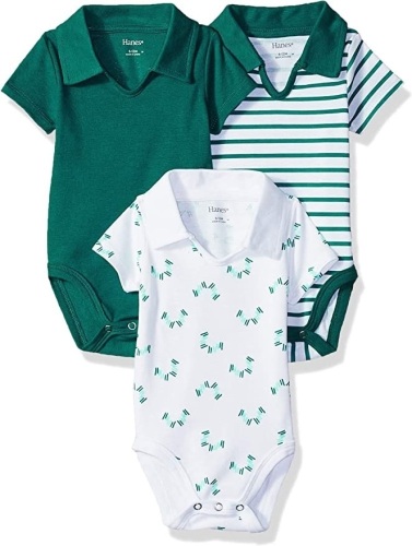 Case of (22) Hanes Ultimate Baby Flexy 3 Pack Short Sleeve Polo Bodysuits, 18-24M - Lot 547