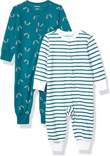 Case of (25) Hanes Ultimate Baby Flexy 2 Pack Sleep and Play Suits, 0-6M  - Lot 453