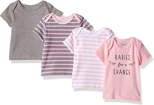 Case of (46) Hanes Ultimate Baby Flexy 4 Pack Short Sleeve Crew Tees, 0-6M - Lot 482