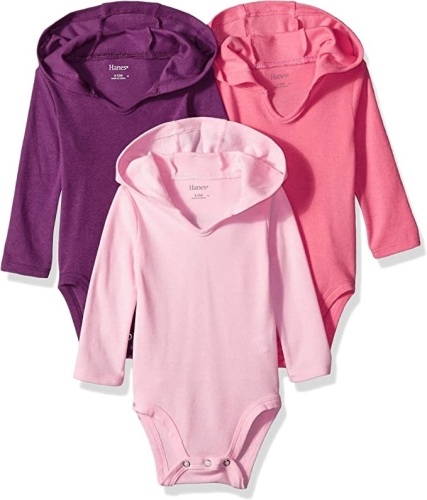 Case of (29) Hanes Ultimate Baby Flexy 3 Pack Hoodie Bodysuits, 12-18M   - Lot 557