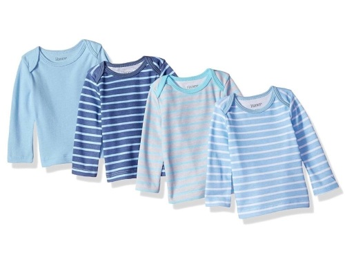 Case of (24) Hanes Ultimate Baby Flexy 4 Pack Long Sleeve Crew Tees, 12-18M   - Lot 473