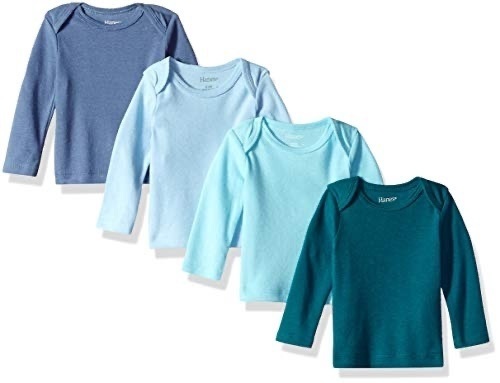 Case of (24) Hanes Ultimate Baby Flexy 4 Pack Long Sleeve Crew Tees, 12-18M   - Lot 618