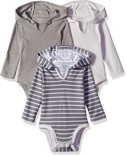 Case of (29) Hanes Ultimate Baby Flexy 3 Pack Hoodie Bodysuits, 12-18M  - Lot 976