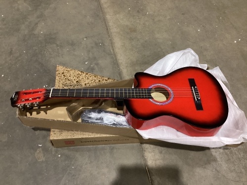 Beginner Acoustic Cutaway Guitar Set w/ Case, Strap, Capo - 38in  - Lot 710