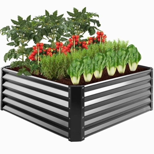 Outdoor Metal Raised Garden Bed for Vegetables, Flowers, Herbs - 4x4x1.5ft  - Lot 393