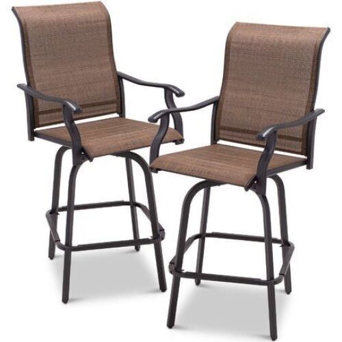 Set of 2 Swivel Barstools w/ 360 Rotation, All-Weather Mesh  - Lot 509