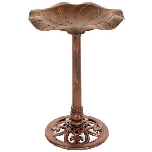 Lily Leaf Pedestal Bird Bath Decoration Accent w/ Floral Accents  - Lot 531