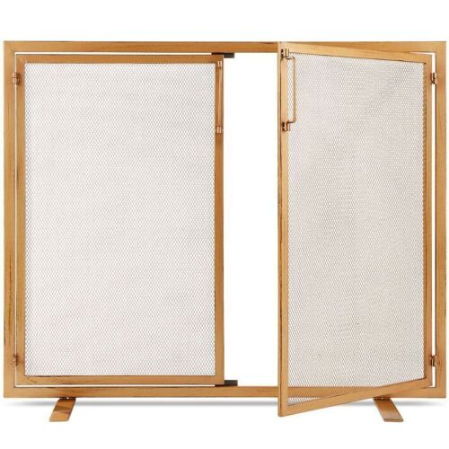 2-Door Wrought Iron Fireplace Screen w/ Magnetic Doors - 38.5x41in  - Lot 958