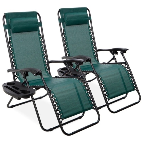 Set of 2 Adjustable Zero Gravity Patio Chair Recliners w/ Cup Holders - Lot 107