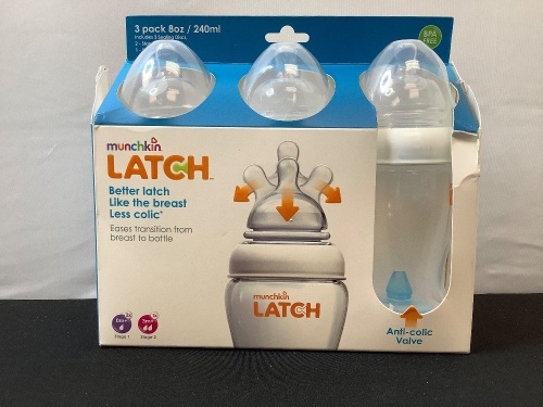 3pk Munchkin Latch 8oz Bottles - Lot 139