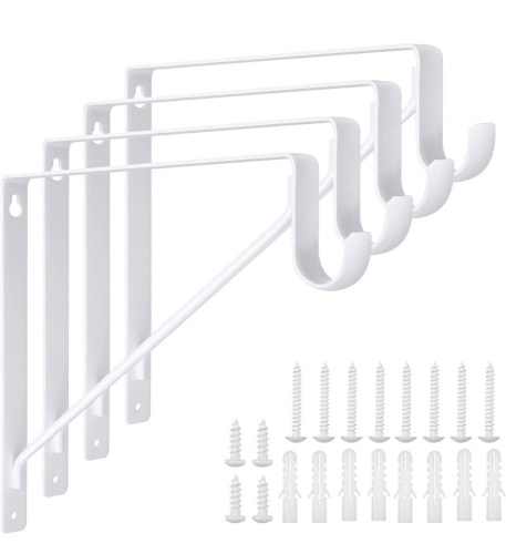 4 Pack Heavy Duty Closet Rod Brackets, 10.8 x 10.8 x 1 Inch - Lot 165