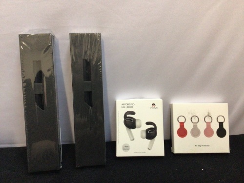2 Apple Pencil Silicone Covers, Airpod Silicone Cover Hooks & 4 AirTag Cover Keychains - Lot 260
