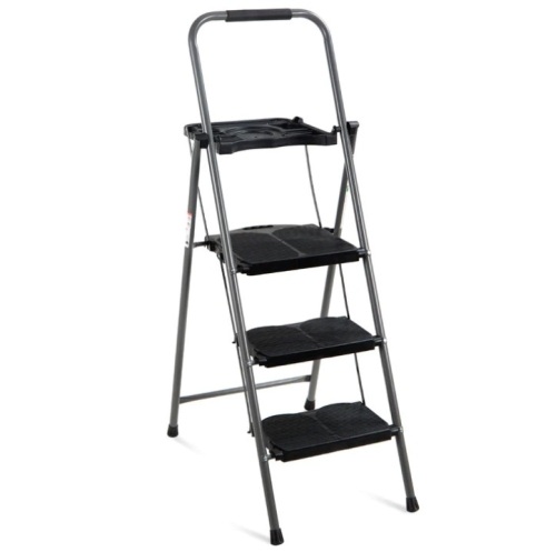 3-Step Folding Steel Ladder w/ Utility Tray, Hand Grip, 330lb Capacity - Lot 308