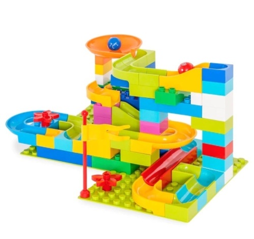 97-Piece Kids Create Your Own Marble Maze Run Racetrack Puzzle Game Set - Lot 312