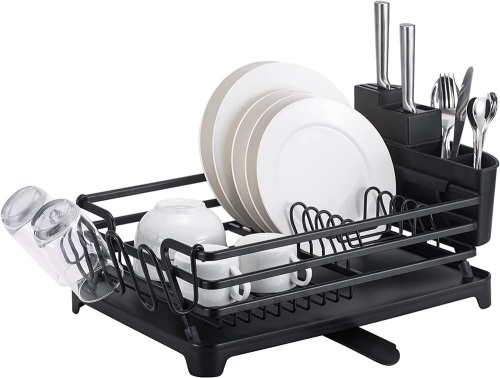 Rustproof Dish Drying Rack & Drainboard Set with Adjustable Swivel Spout - Lot 336