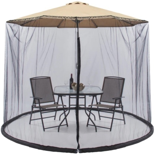 Adjustable Bug Net Accessory for Patio Umbrella w/ Zippered Door - 9ft - Lot 488