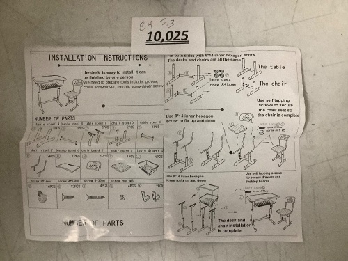 Plastic/Metal Desk and Chair - Lot 10025