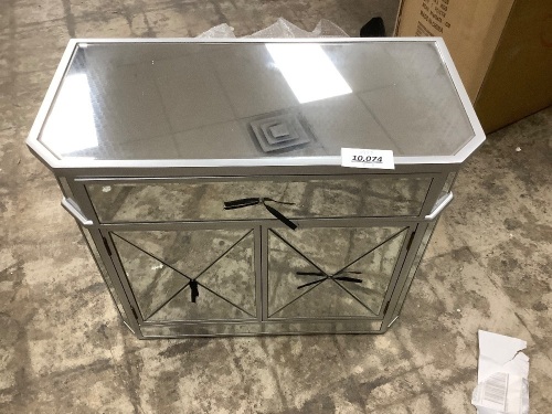 VINGLI Mirrored Cabinet Mirrored Dresser Accent Chest Large Nightstand - Lot 10074