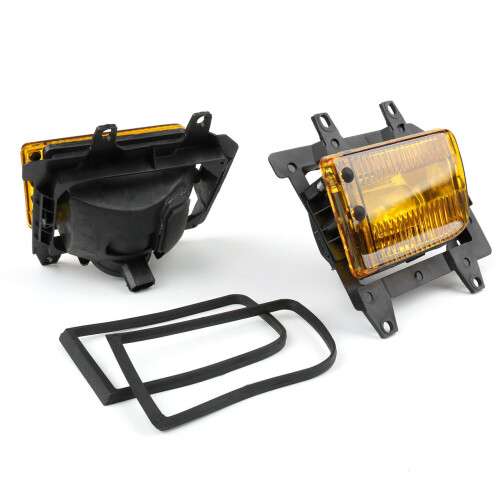 Front Bumper Fog Lights Plastic Lens Kit for BMW E30 3-Series Sedan (85-93) Yellow - Lot 10201