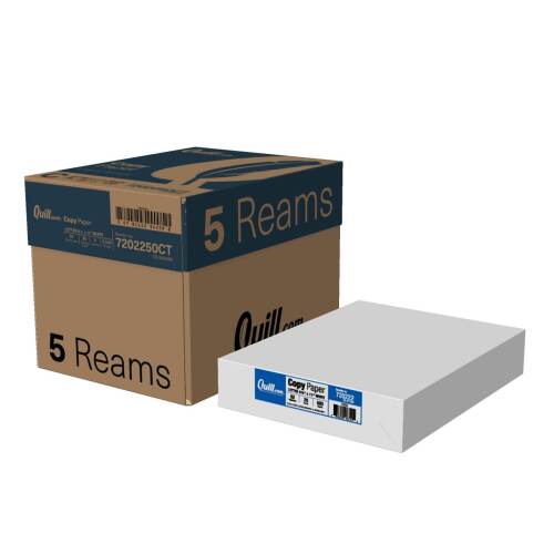 Quill Brand® 8.5" x 11" Copy Paper, 20 lbs., 92 Brightness, 500 Sheets/Ream, 5 Reams/Carton - Lot 10189