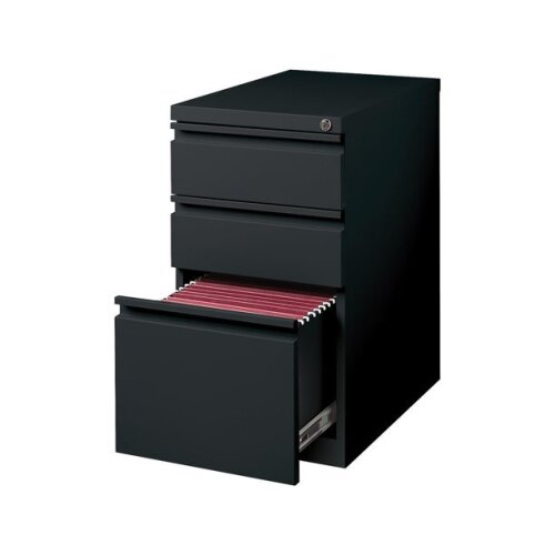 Staples 3-Drawer Vertical File Cabinet Locking Letter Black 19.88"D 375802 (Dented) - Lot 10313