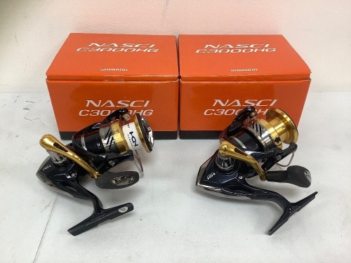 Lot of (2) Shimano Nasci Spinning Reels, E-Commerce Return, May be broken or damaged, Sold as is - Lot 57