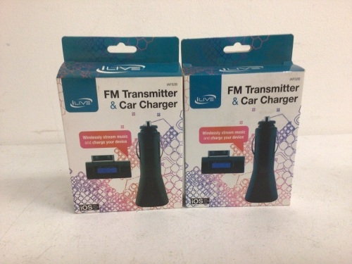 Lot of (2) FM Transmitter & Car Charger, Appears New, Sold as is - Lot 250