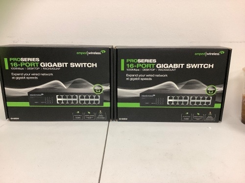 Lot of (2) 16 Port Gigabit Switch, Appears New, Sold as is - Lot 289