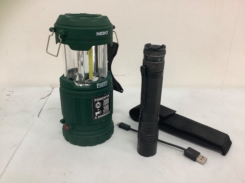 Lot of (2) Lantern and Flashlight, Both Work, E-Commerce Return, Sold as is - Lot 361
