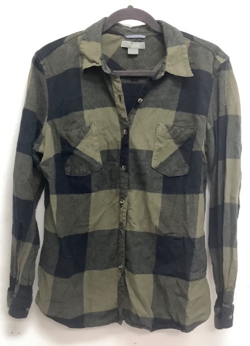 Natural Reflections Flannel Long-Sleeve Shirt for Ladies, Olive/Black, XL - E-Commerce Return - Lot 374