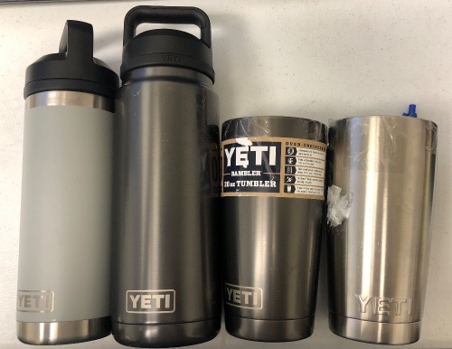 Lot of (4) Yeti Tumblers and Bottles,Tumblers Missing Lids, E-Commerce Return, Sold as is - Lot 379