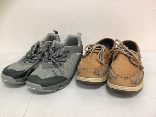 Lot of (2) World Wide Sportsman Mens Fishing and Boat Shoes, Grey 9.5, Brown 8.5, E-Commerce Return, Sold as is - Lot 448