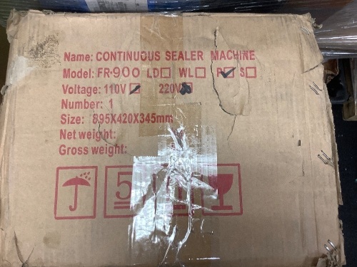 Continuous Sealer Machine, New, Sold as is - Lot 204