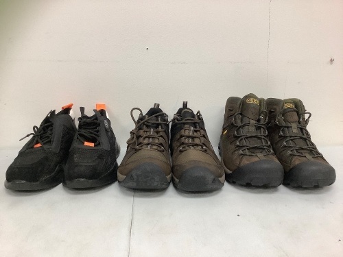 Lot of (3) Mens Shoes, 2 Keen both 12, 1 Unbranded European Size 42, E-Commerce Return, Sold as is - Lot 386
