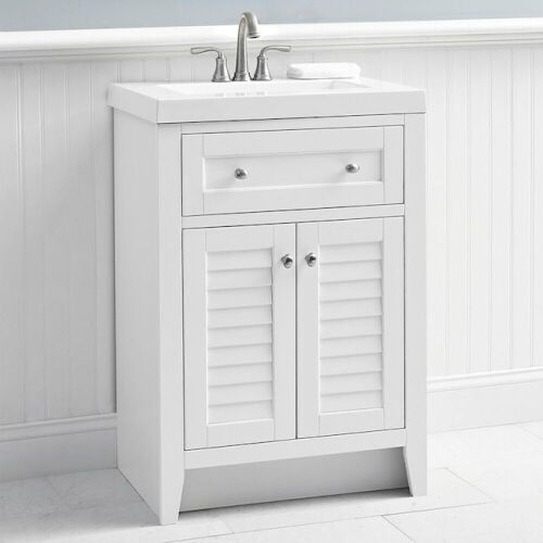 Style Selections Westlake 24-in White Single Sink Bathroom Vanity with White Cultured Marble Top - Lot 84