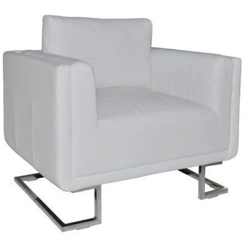vidaXL Cube Armchair White Leather - Lot 280