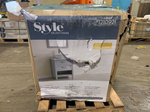 Style Selections Cromlee 24-in Light Gray Single Sink Bathroom Vanity with White Engineered Stone Top - Lot 290