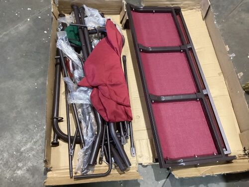 3-Seater Outdoor Canopy Swing Glider Bench w/ Textilene Fabric, Steel Frame - Unknown if Complete  - Lot 308
