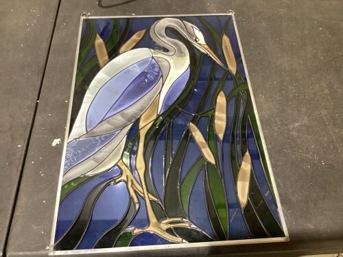 Stained Glass Herron 14" x 20.5"  - Lot 903