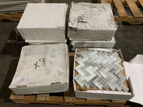 Lot of (6) Boxes of 12" x 12" Mosaic Tile Backsplash, 10pc/box - Expect Broken Tiles d/t Shipping & Storage - Lot 89