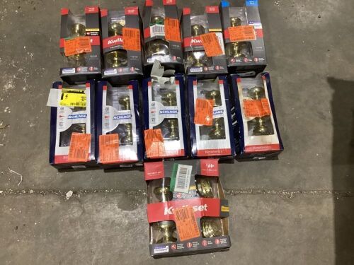 Lot of (11) Polished Brass Door Knobs & Deadbolts - Lot 1025